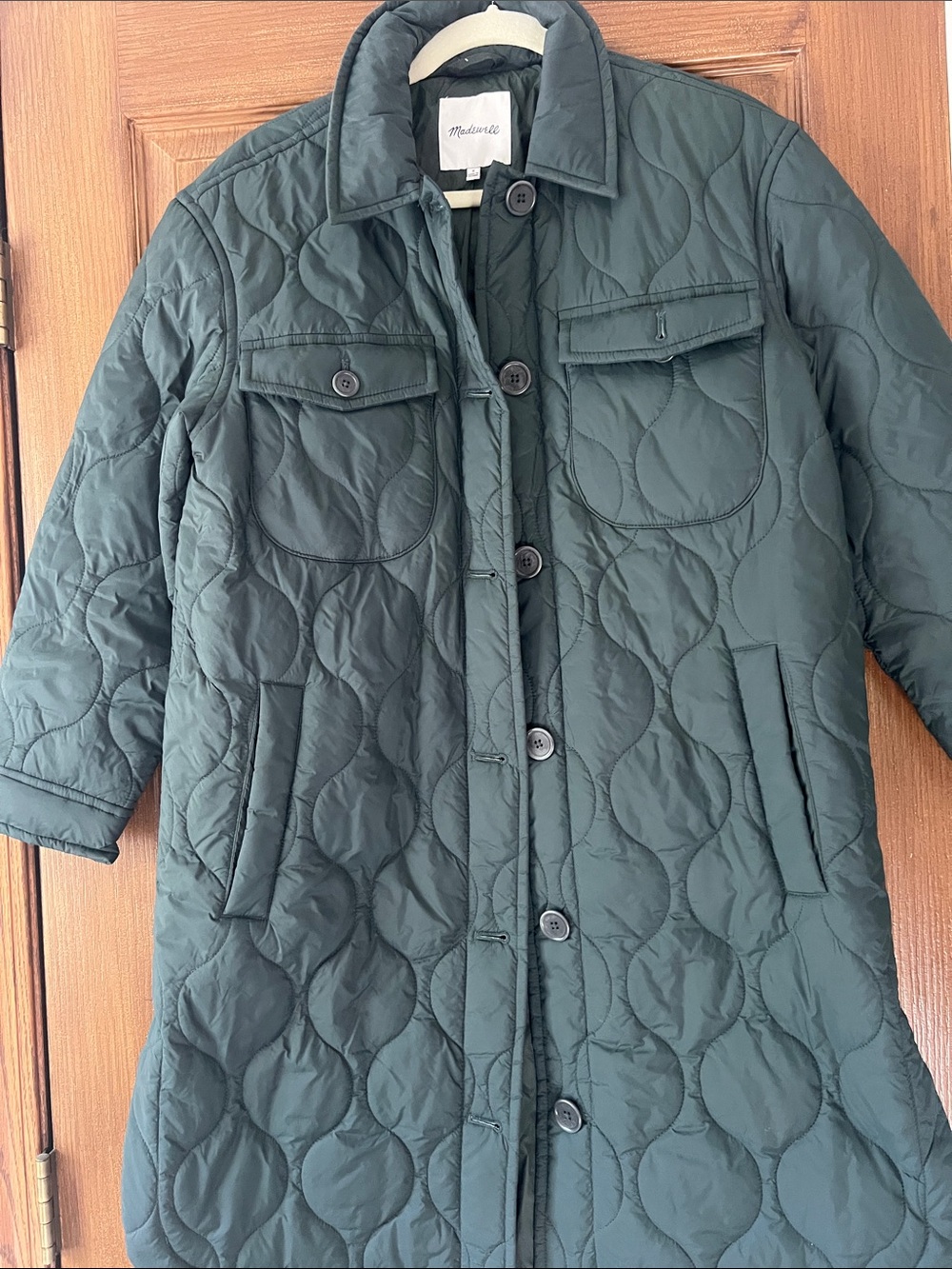Madewell women’s Quilted Green Jacket Coat - Picture 3 of 4